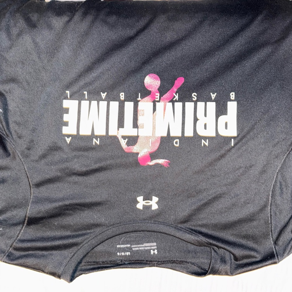 Under Armour Black Tee with Pink Basketball Graphic